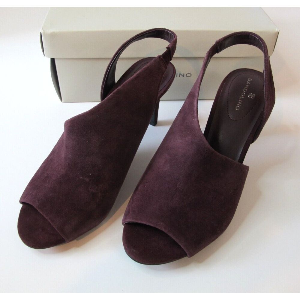 Bandolino Jasmine Dark‎ Red Suede Peep Toe Slingback Peep Toe Heels Women's 8.5M